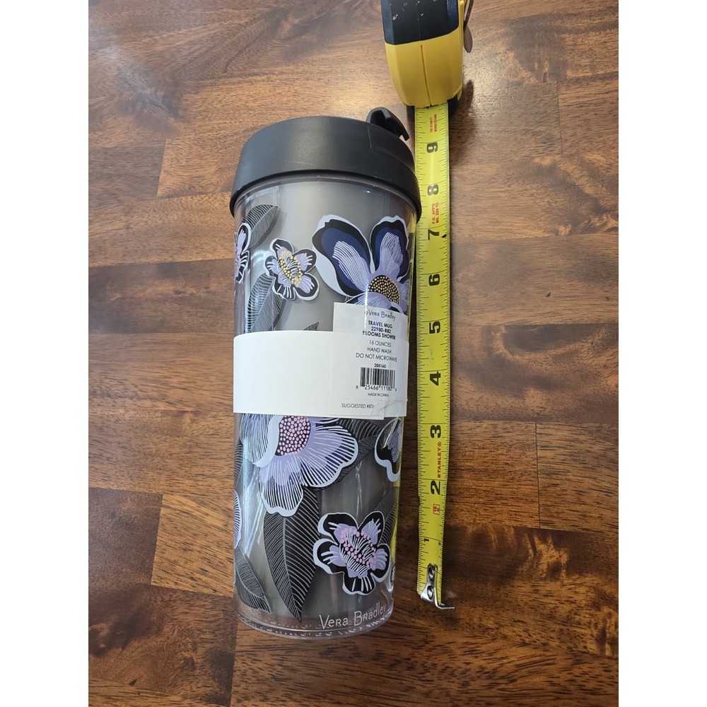 Vera Bradley Blooms Shower Travel Mug 16 oz Plastic Drink-Through Lid 22980-R82 - Picture 8 of 8